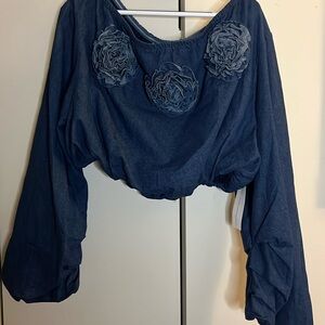 NWT Denim Flower Top